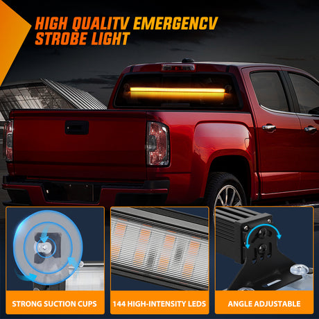 Nilight 144LED Traffic Advisor Strobe Light Bar with Controller Amber Emergency Warning Hazard Interior/Front/Rear Windshield Flashing for Cars Plow Trucks Construction Vehicles
