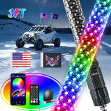 2Pcs 3FT Spiral Antenna Bluetooth Remote App Control Led Fat Whip Light