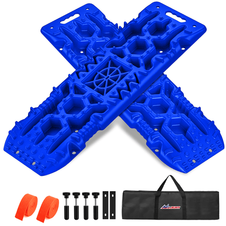 Off-Road Recovery Traction Boards For 4WD 4X4 with Jack Lift & Carry Bag (Blue) Nilight