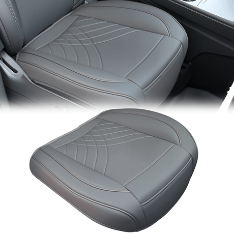 Nilight Car Seat Cushion Cover Gray Geometric Embroidered Leather Front Seats Waterproof Anti-Slip Comes with Storage Bag Wraps Bottom Fits Cars Sedan Van SUV Truck