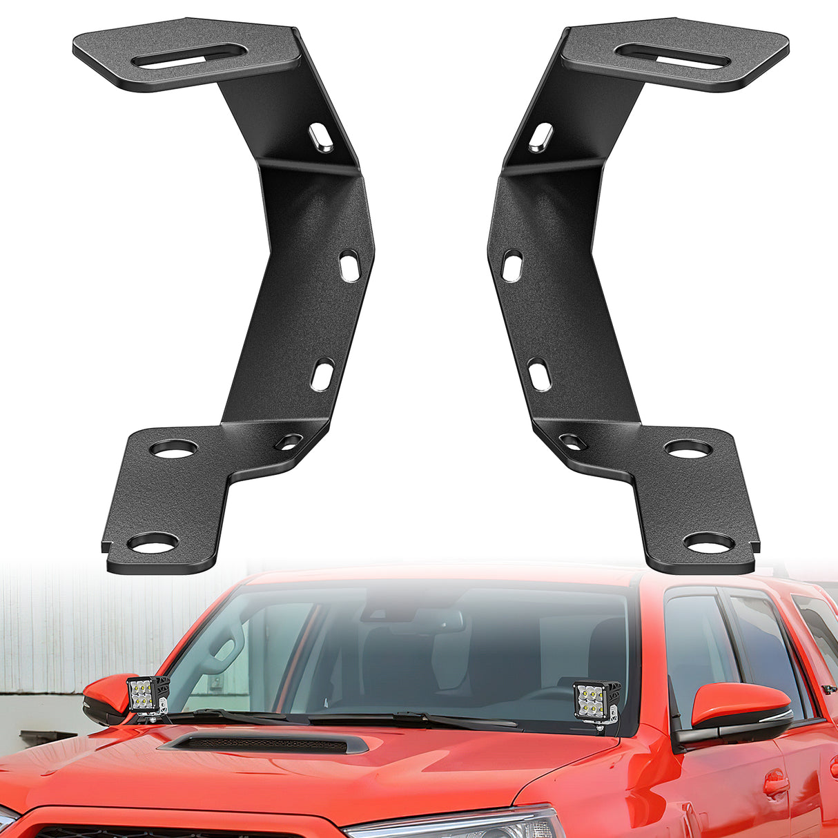 Nilight Ditch Light Brackets Hood Hinges Mount Bracket Kit for Auxiliary Offroad LED Pods Work Lighting Compatible with Toyota 4Runner 2009-2023 Tundra 2007-2021
