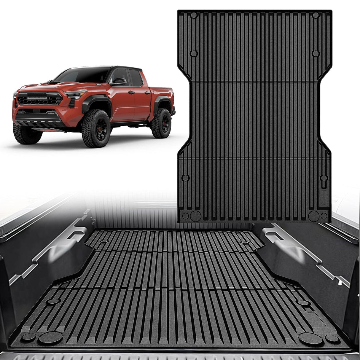 Truck Bed Mat 6 FT for 2024 2025 Toyota Tacoma, TPE Heavy-Duty Pick-up Bed Liner for Toyota Tacoma Accessories, Anti-Slip Texture, All Weather Protection