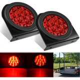 4 Inch Round Red Tail Lights w/ Mount Bracket (Pair)