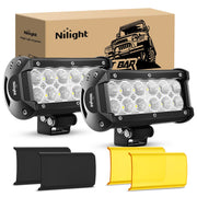 6.5 Inch 36W 1260LM Double Row Flood Led Light Bars with Amber/Black Covers (Pair)