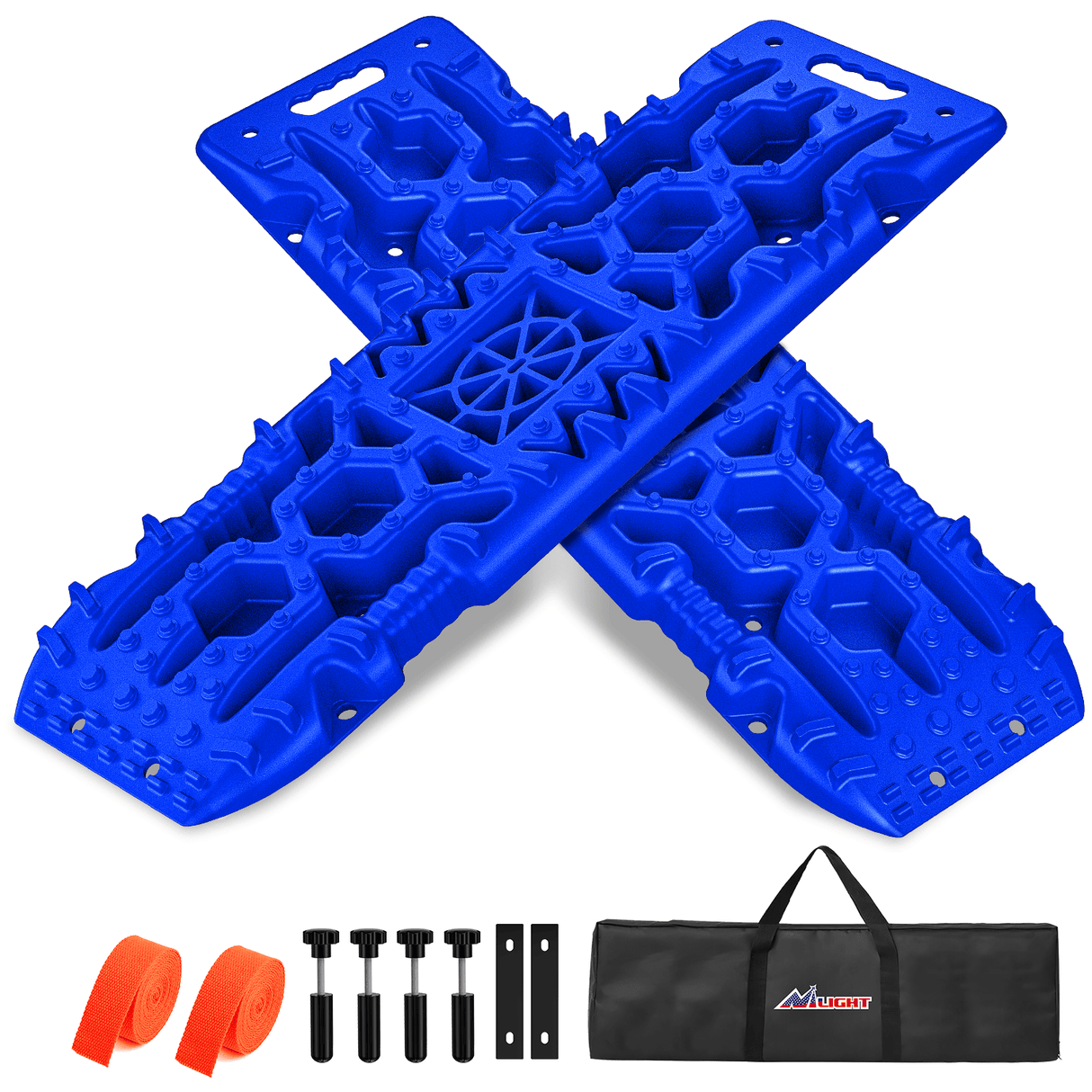 Off-Road Recovery Traction Boards For 4WD 4X4 with Jack Lift & Carry Bag (Blue) Nilight