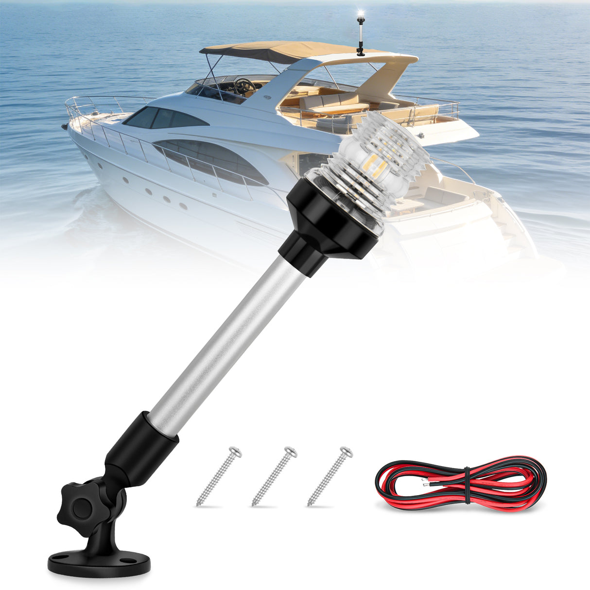 LED Work Light 12 Inch White Folding Stern Light for Marine Boats