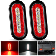2PCS 6Inch Oval LED Trailer Tail Lights Red White 23LEDs w/Flush Surface Mount Grommets IP67 Waterproof Stop Brake Running Reverse Backup Light for Trucks RV