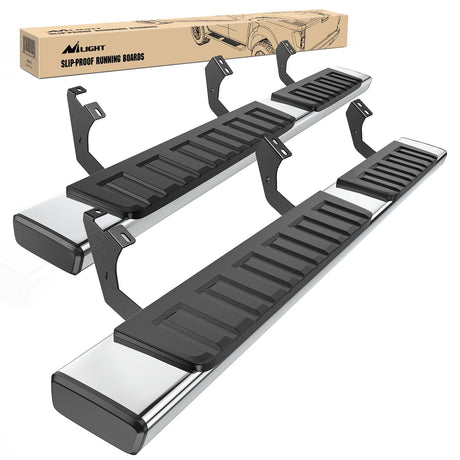 Nilight Running Boards for 2007 2008 2009 2010 2011 2012 2013 2014 2015 2016 2017 2018 2019 2020 2021 Toyota Tundra Double Cab 2 Full-Size Door & 2 Half-Size Door 6 Inch Side Step Nerf Bars Stainless Steel