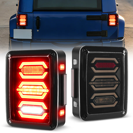 Tail Brake Turn Reverse Lights 2007-2018 Jeep Wrangler JK JKU Red White Tail Lights