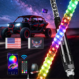 RGB Whip Light 1PC 3FT Lighted Antenna Whips with Remote & App Control DIY Chasing Patterns Brake Reverse Lights for ATV UTV Polaris RZR Can-am Dune Buggy Pickup Trucks Jeep