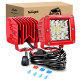 Nilight LED Light Pods 2PCS 42W 3 Inch Triple Row Spot Flood Combo Cubes with Wiring Harness Kit for Driving Backup Reverse Lighting on Off-Road Truck SUV ATV UTV