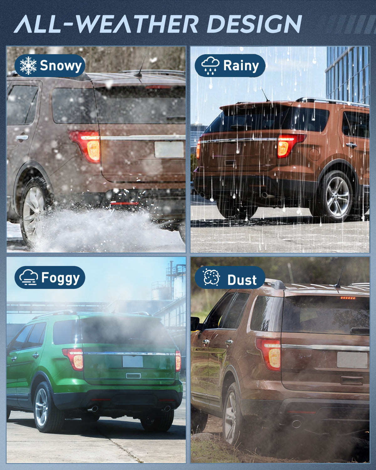 Taillight Assembly Compatible with 2011 2012 2013 2014 2015 Ford Explorer Rear Lamp Replacement OE Style with LED and halogen bulbs Driver Side and Passenger Side