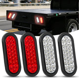 6 Inch Oval White Red 24Leds Trailer Tail Lights 4Pcs