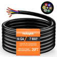 Nilight 25 Feet 7 Way Trailer Extension Cable RV Standard Wire 14 Gauge 7 Conductor 100% Pure Copper Insulated Heavy Duty Cord Weatherproof for 7 Pin Blade Truck Camper RV Automotive