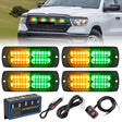 Nilight 4PCS LED Strobe lights 12V 24V Sync Feature Amber Green 24LED Emergency Hazard Warning Lights with Controller Hard Wire or Cigarette Lighter Plug for Car Truck RVs Campers