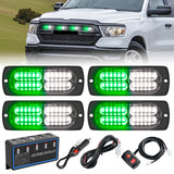 Nilight 4PCS LED Strobe lights 12V 24V Sync Feature Green White 24LED Emergency Hazard Warning Lights with Controller Hard Wire or Cigarette Lighter Plug for Car Truck RVs Campers
