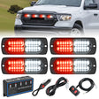 Nilight 4PCS LED Strobe lights 12V 24V Sync Feature Red White 24LED Emergency Hazard Warning Lights with Controller Hard Wire or Cigarette Lighter Plug for Car Truck RVs Campers