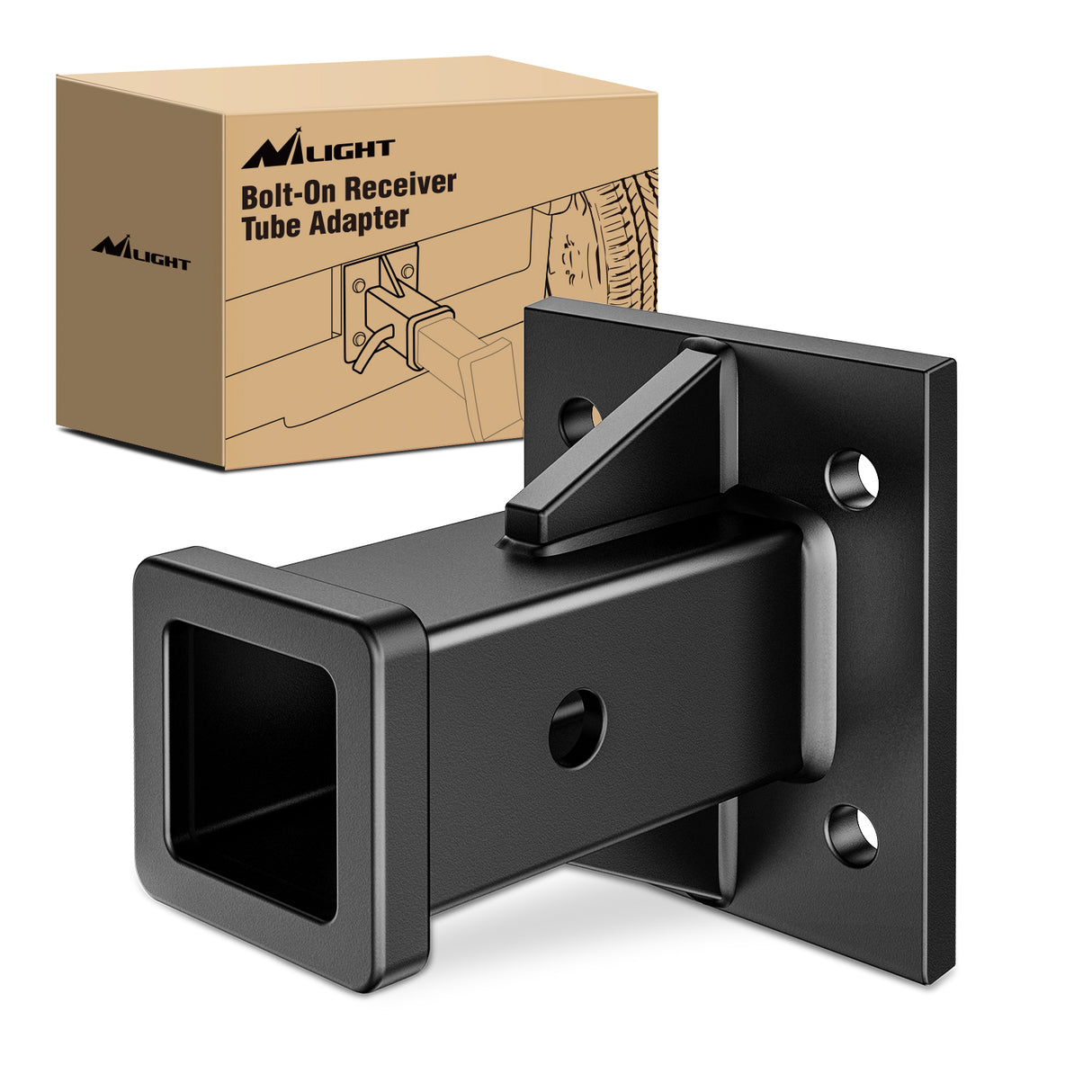 Nilight Bolt-On Receiver Tube Adapter 2 Inch Openning Bumper Trailer Hitch Receiver Universal Towever Hitch Extender Hitch Accessories for Tractor Lawn Mower Utility Trailer, 2 Years Warranty