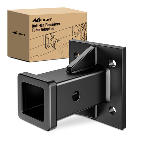 Nilight Bolt-On Receiver Tube Adapter 2 Inch Openning Bumper Trailer Hitch Receiver Universal Towever Hitch Extender Hitch Accessories for Tractor Lawn Mower Utility Trailer, 2 Years Warranty