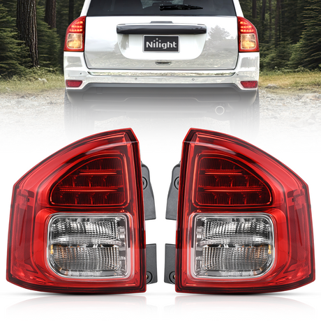 Nilight Taillight Assembly Compatible with 2011 2012 2013 Jeep Compass Tail Light OE Style Rear Lamp Replacement Driver and Passenger Side w/Bulbs