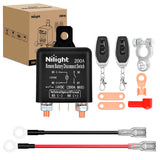 Nilight Remote Battery Disconnect Switch 12V 200A Car Anti-Theft Kill Switches Upgrade Prevent Power Drain with Wireless Remote Control Relay Fobs for Auto Truck RV Boat