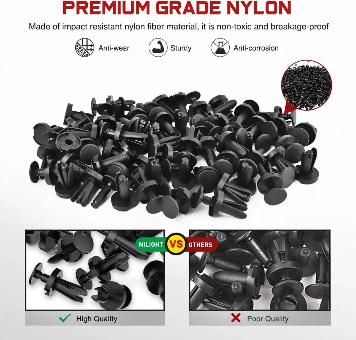 100 Pcs Head 18.5mm Hole 8mm Push-Type Fender Liner Retainer Clips Replacement for Chrysler 6504521, 04575412AF Jeep Liberty Grand Caravan Dodge Charger Grand Caravan Nilight