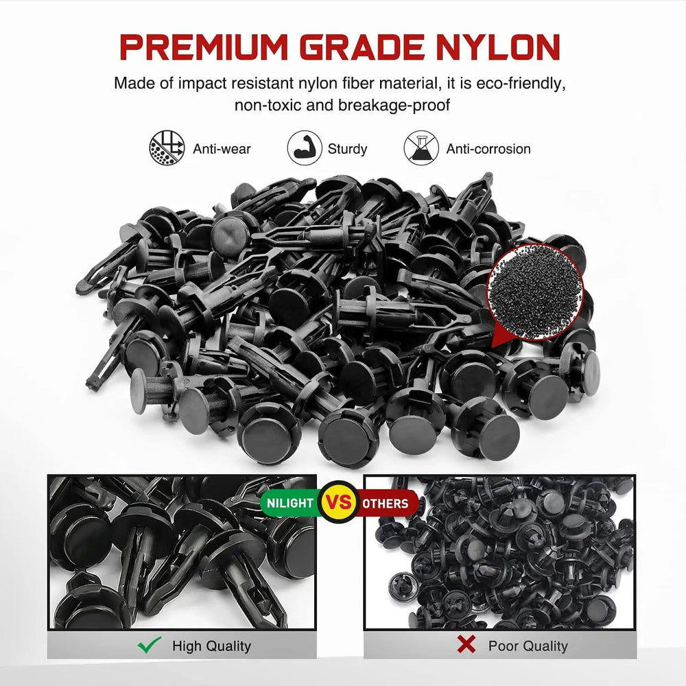 retainer clips 100 Pcs Head 18mm Hole 9mm Nylon Push-Type Automotive Clips Rivet Retainer Rear Bumper Cover Push-Type Retainer for Toyota #52161-02020 & 52161-16010 9mm