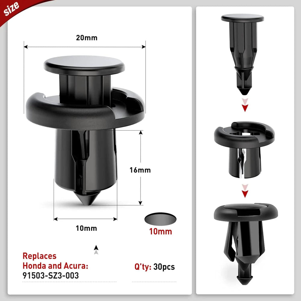 retainer clips 100 Pcs Hole 7mm 8mm 10mm Car Retainer Clips Nylon Push Expansion Screws Replacement Kit, Bumper Fastener Rivet Clips for Honda, Acura, GM, Ford, Chrysler