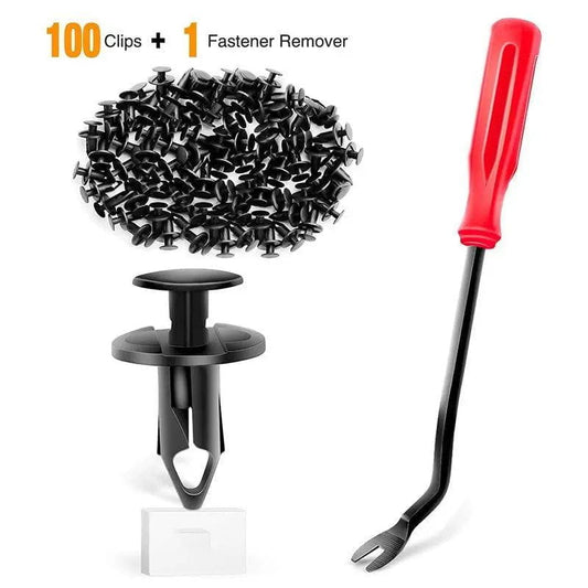 100-Pack Nylon Push Retainer Clips For GM & Chrysler – 8mm Hole, Black (21030249 / 6503598)