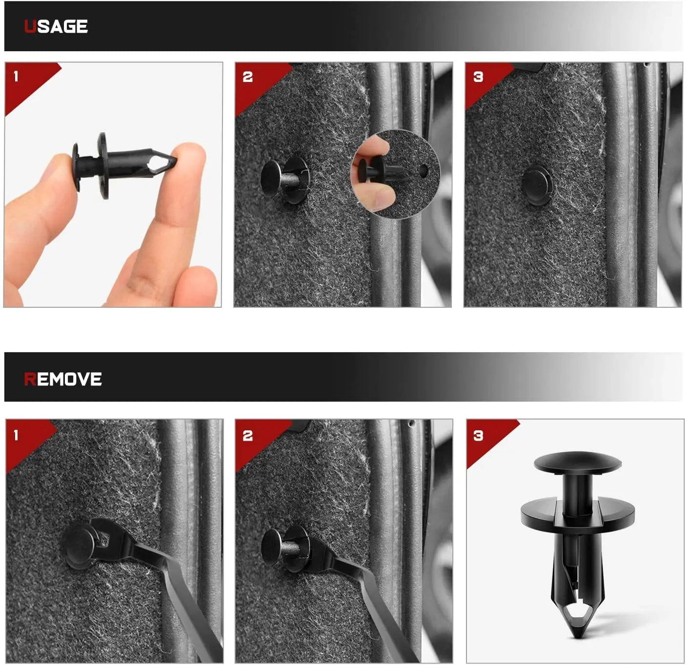 100 Pcs Hole 8mm Nylon Bumper Rivet Clips for GM 21030249 for Ford  