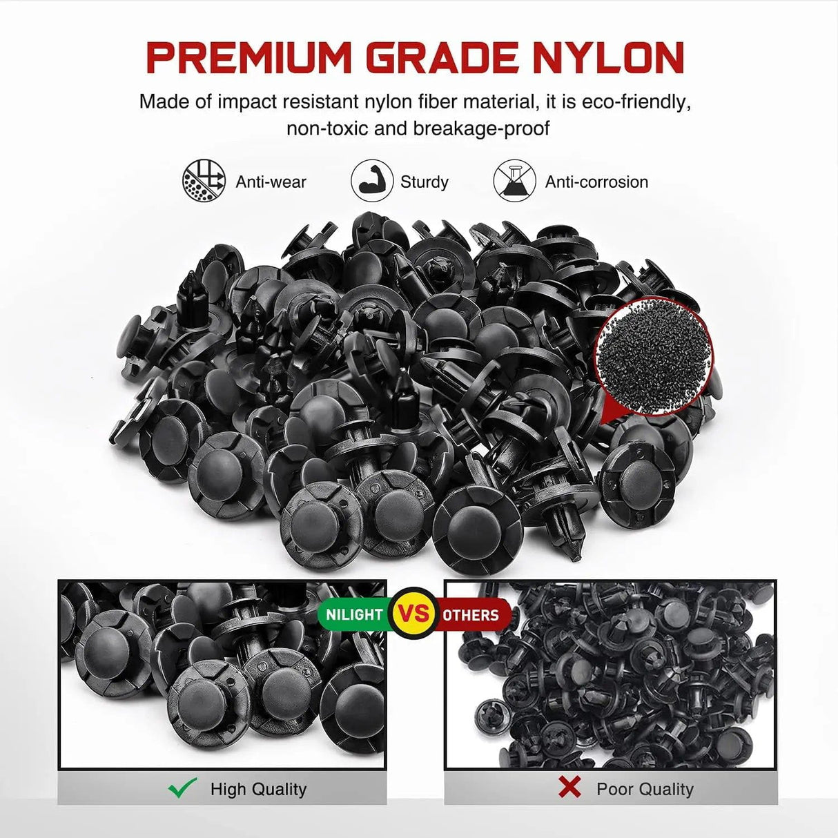 retainer clips 100 Pcs Hole 8mm Nylon Bumper Rivet Fender Clips OEM Replaces Nissan: 01553-093210 8mm
