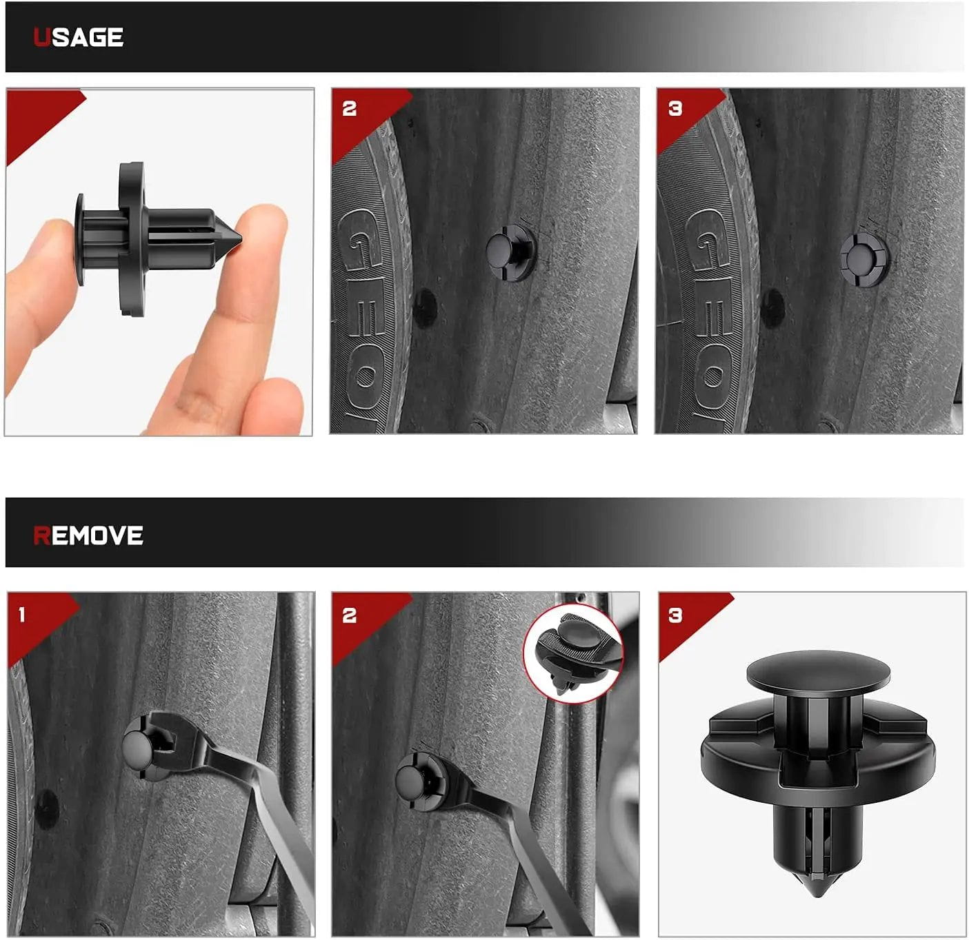 retainer clips 100 Pcs Hole 8mm Nylon Bumper Rivet Fender Clips OEM Replaces Nissan: 01553-093210 8mm
