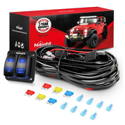 16AWG Wire Harness LED Light BAR and LED POD Lights 4 Leads W/ 12V 5Pin Switch | 6 Fuses | 8 Spade Connectors