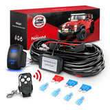 Nilight Remote Wiring Harness for LED Light Bar Wireless Strobe Flash Work Driving Lights 12V 15A 16AWG Controller 5PIN Switch Waterproof Power Relay Blade Fuse-2 Leads
