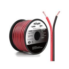 14AWG 100FT Wire Copper Clad Aluminum 2 Conductor Parallel Wire Red Black 12V/24V DC Cable Flexible Extension Cords for Model Train Car Audio Radio Amplifier DIY
