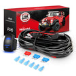 Nilight 16AWG LED Light Bar Wiring Harness Kit 12V On Off 5Pin Rocker Switch Laser Waterproof Toggle Power Relay Blade Fuse for Cars Boat ATV Trucks - 3 Leads Bule