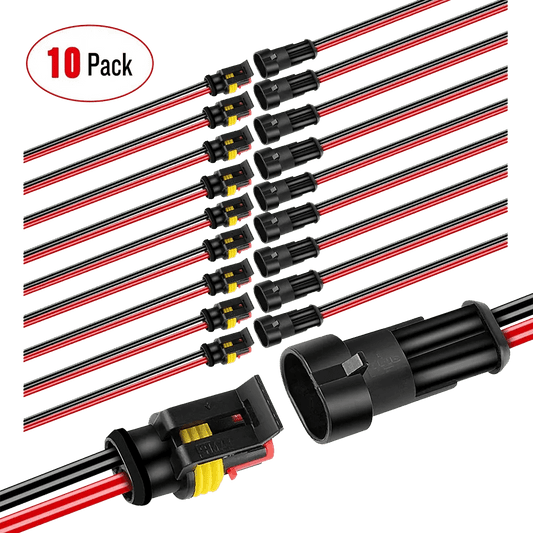 Wiring Harness Kit 10Pack 16AWG 2-Pin Way Waterproof Wire 1.5mm Series Terminal Connector