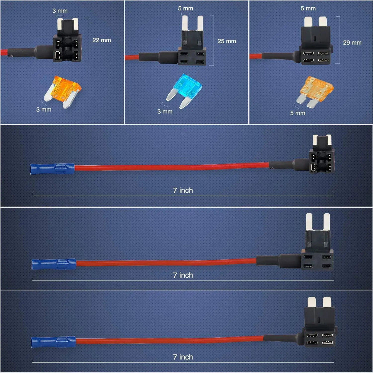 Accessories 10Pcs Standard Mini Low Profile Add-A-Circuit Fuse Adapter