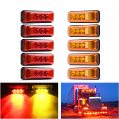 3.9 Inch Amber Red LED Fender/Side Marker Light (10 Pcs)