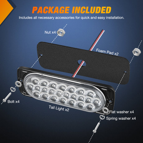 Nilight 5.5 Inch Aluminum Housing Tail Light 2 PCS 24 LED White Back Up Reverse Marker Lights Surface Mount IP67 Waterproof for 10-30V RV Camper Trailer Truck Bus Boat