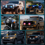 LED Pods 3 Inch 18W Cube Flood Offroad Work Light with RGB Halo Strip Multi Chasing Flash Strobe Mode APP & Remote Control IP67 Waterproof for Truck Pickup Golf Cart SUV ATV UTV 4x4 Van Camper