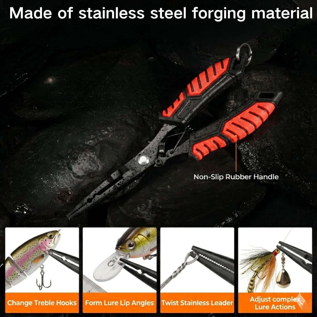Tool 7PCS fishing accessories Fishing Tools Kit with Fishing Pliers, Fish Lip Gripper, Fillet Knife & Scissors, Portable Fishing Gear Set for bass fishing National Fishing Week Spring Fishing Season Father's Day Fishing Gift