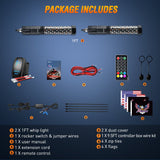 Nilight 2Pcs 1FT Spiral Antenna Bluetooth Remote App Control Led Fat Whip Light