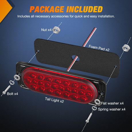 Nilight 5.5 Inch Aluminum Housing Tail Light 2 PCS 24 LED Red Running Brake Turn Signals Marker Lights Surface Mount IP67 Waterproof for 10-30V RV Camper Trailer Truck Bus Boat