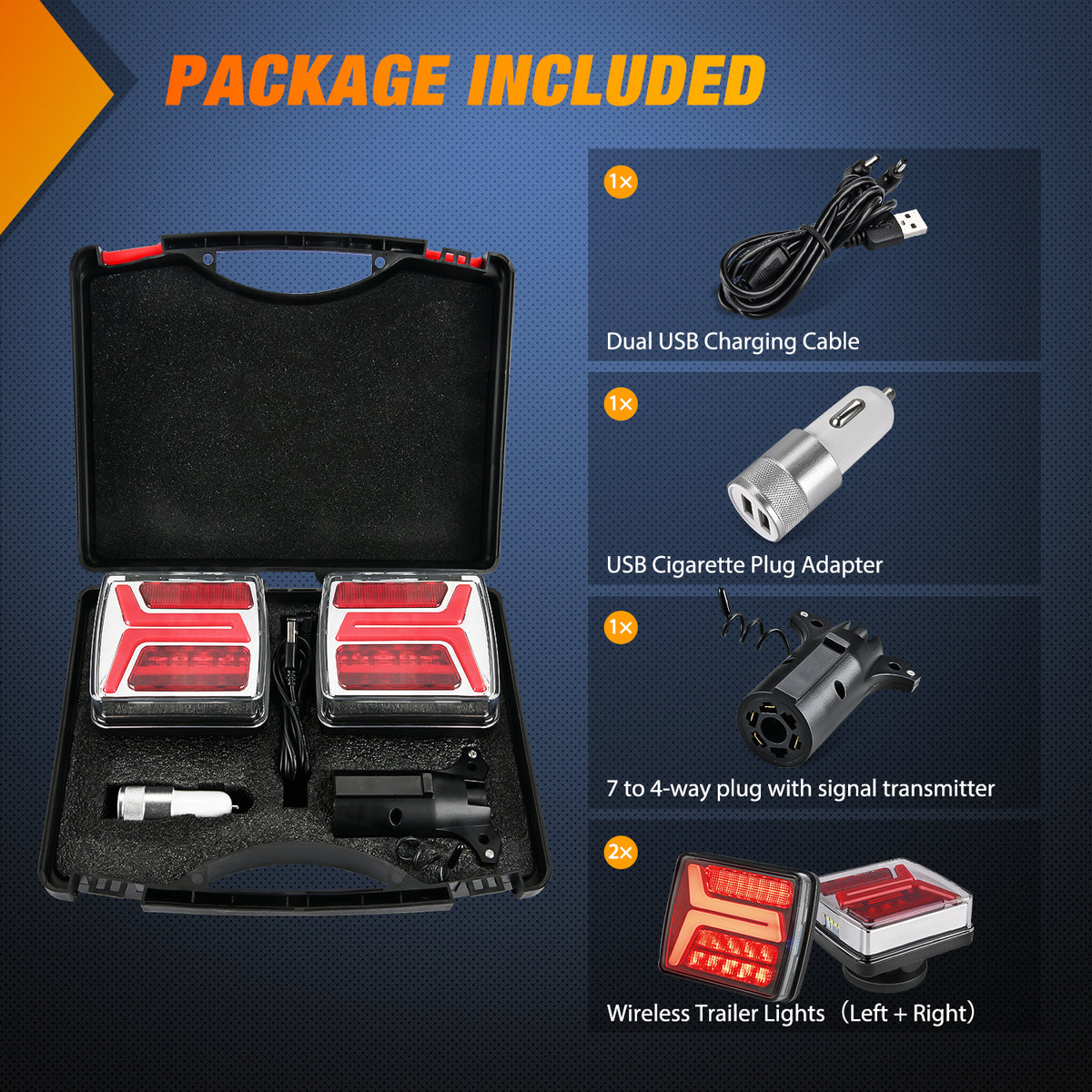 58Leds Wireless Tow Tail Light Rechargeable Towing Light Kit (Pair)
