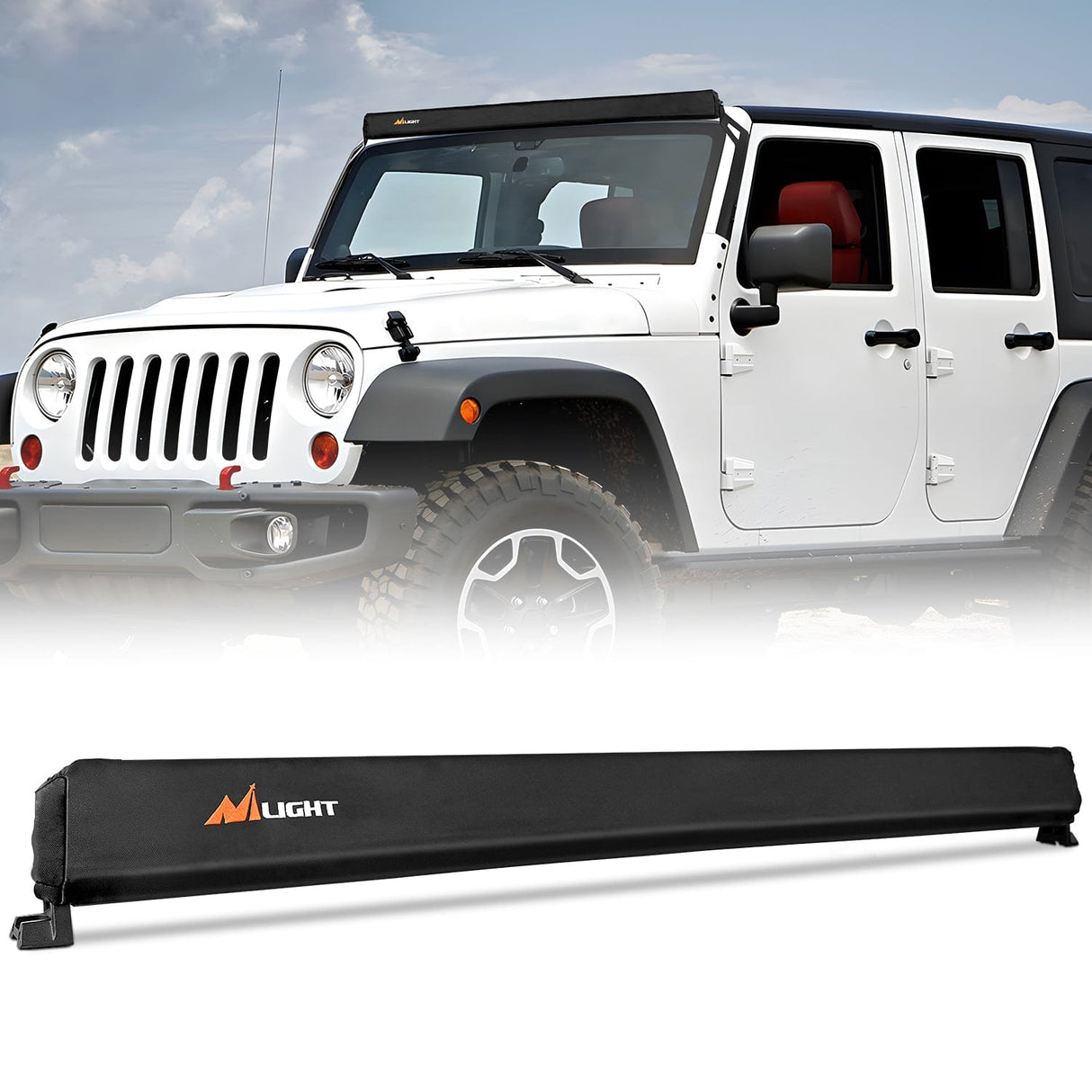 light cover LED Light Bar Cover 52 Inches Black Nylon Protective Sleeve Universal Fit Straight and Curved Bar Waterproof Dustproof Scratch-Proof Light Cover for Driving Off Road Lights