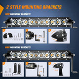 11 Inch 50W Amber Slim Flood Led Light Bar | 2 Style Mounts (Pair) Nilight