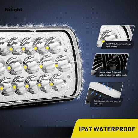 LED Headlight 45W 7x6 5x7 Hi/Lo LED Headlights