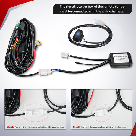 Nilight Remote Wiring Harness for LED Light Bar Wireless Strobe Flash Work Driving Lights 12V 15A 16AWG Controller 5PIN Switch Waterproof Power Relay Blade Fuse-2 Leads