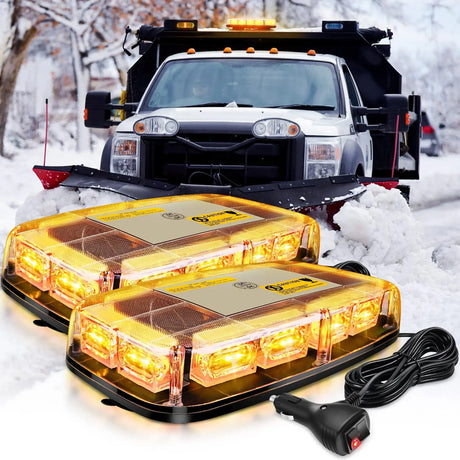 12 Inch 48 Leds Roof Top Amber Emergency Strobe Light 2PCS Nilight